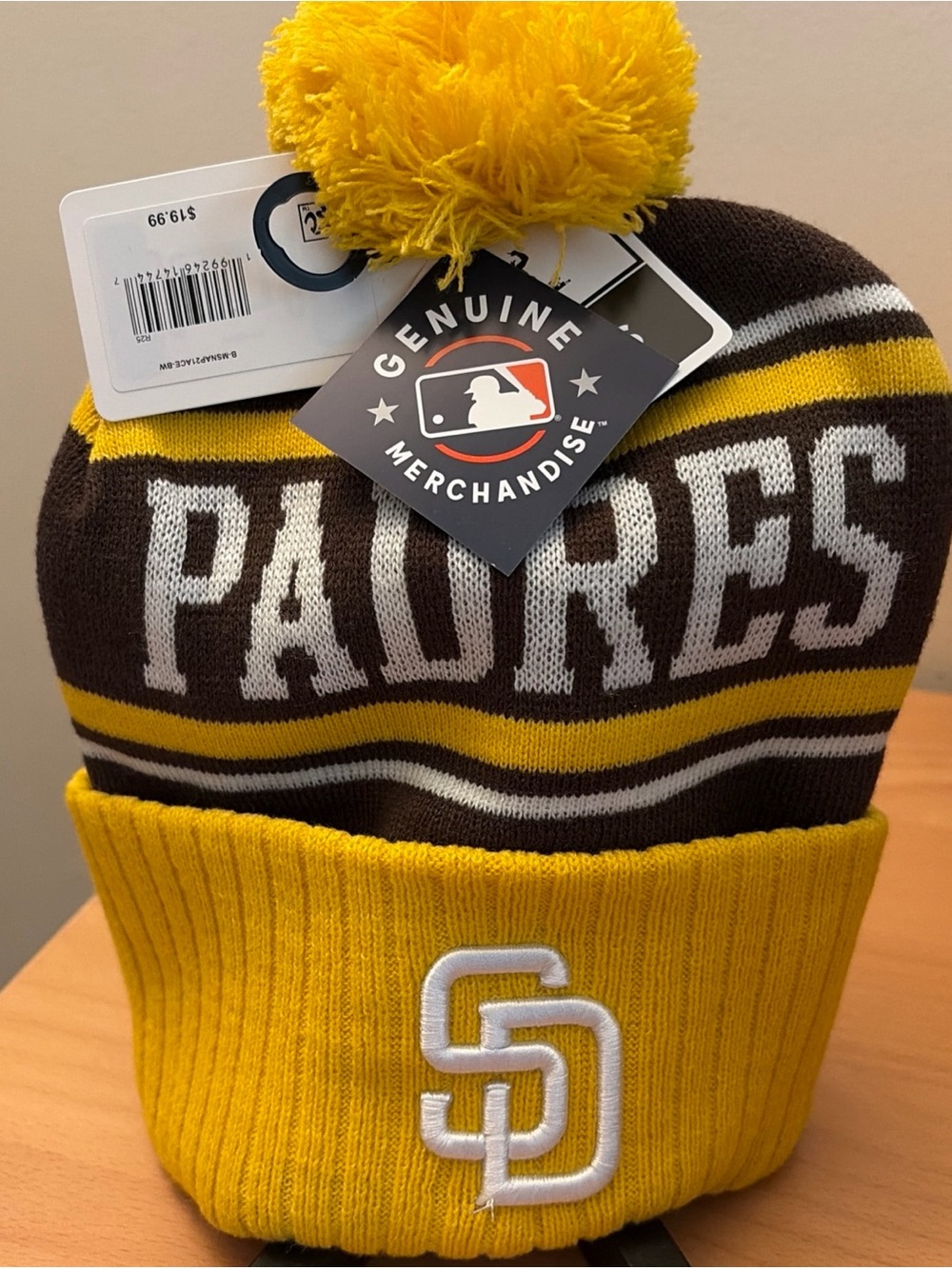San Diego Padres Yellow & Brown Pom Beanie - Genuine Merchandise
